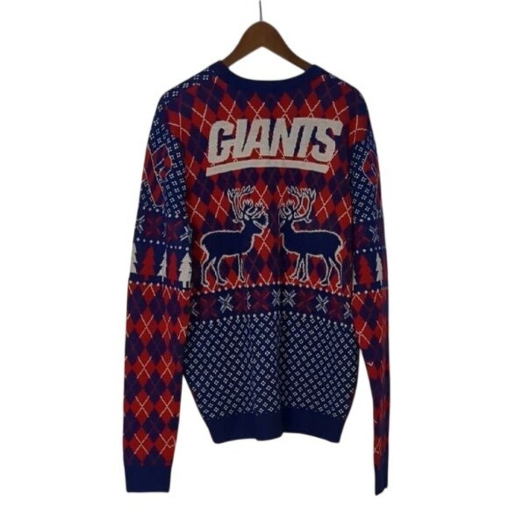 NY Giants NFL Blue & Red Ugly Christmas Sweater L - Picture 3 of 10